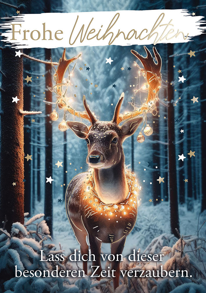 Weihnachtskarte „Leuchtender Hirsch“