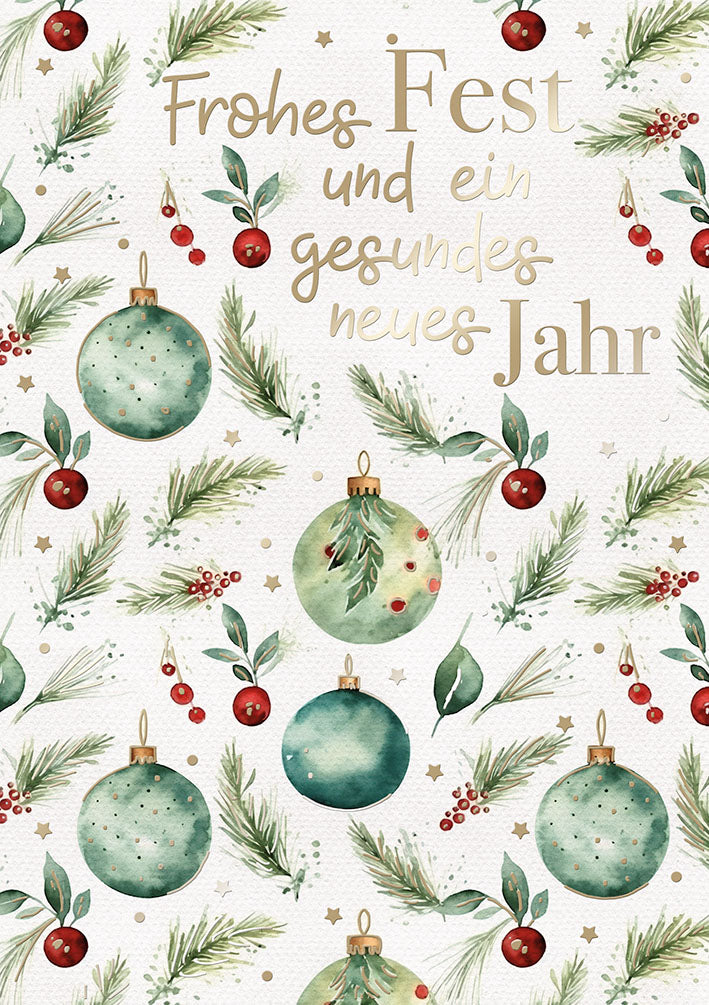 Weihnachtskarte „Grüne Kugeln“