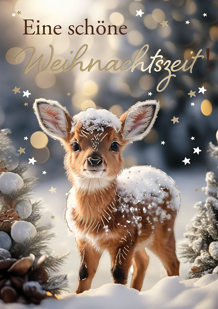 Weihnachtskarte „Rehkitz im Schnee“