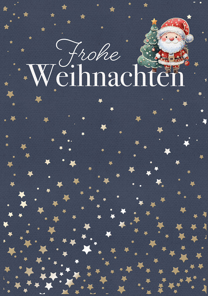 Weihnachtskarte „Sternenhimmel mit Weihnachtsmann“