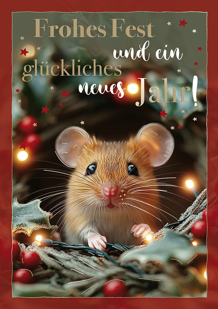 Weihnachtskarte „Maus im Tannengrün“
