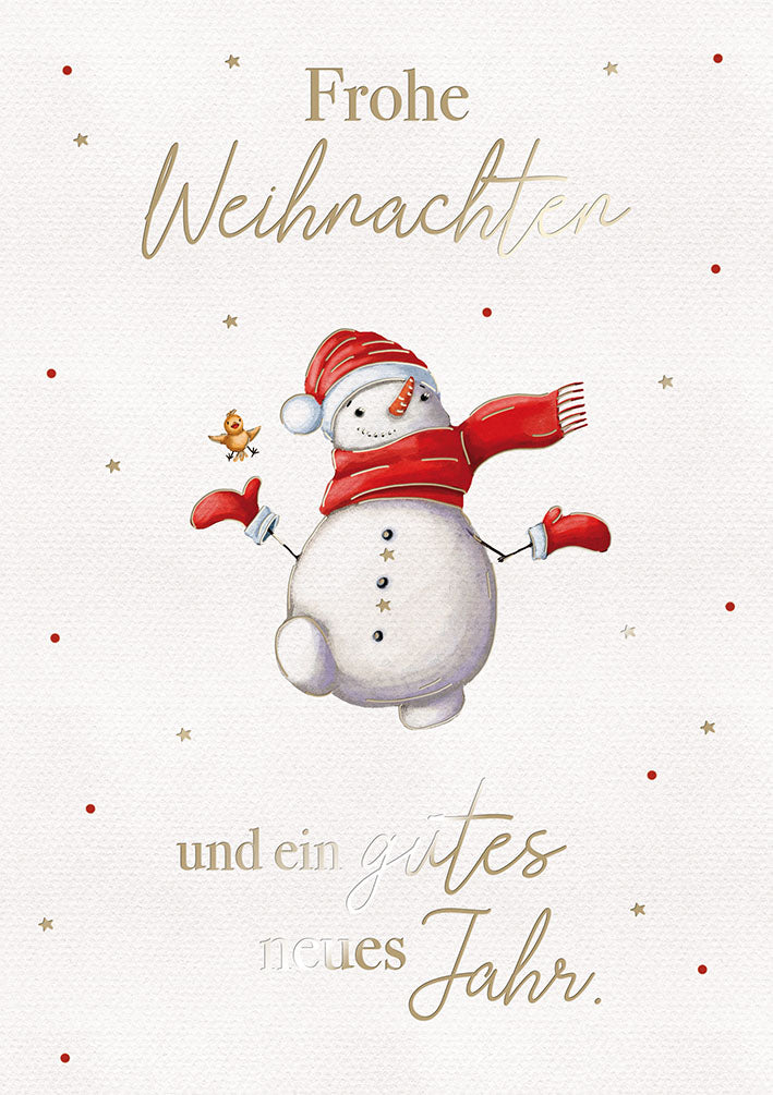 Weihnachtskarte „Springender Schneemann“