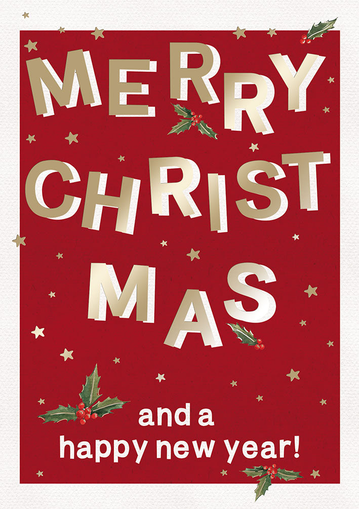 Weihnachtskarte „Merry Christmas and a happy new year“