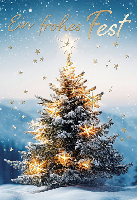 Weihnachts-Minikarte „Leuchtender Tannenbaum“