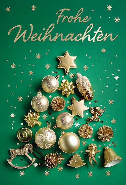 Weihnachts-Minikarte „Goldener Kugelbaum – Frohe Weihnachten“