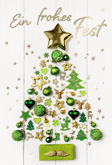 Weihnachts-Minikarte „Grüner Kugelbaum – Ein frohes Fest“