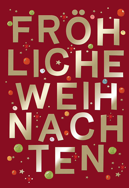 Weihnachts-Minikarte „Fröhliche Weihnachten in Gold“