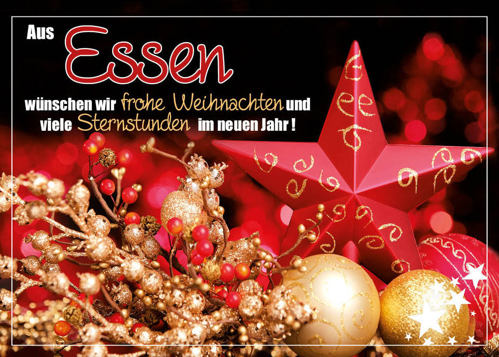 Grüße-aus-Karte Weihnachten „Roter Stern – Frohe Weihnachten“