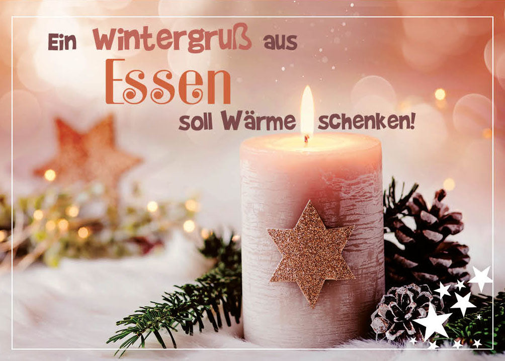 Grüße-aus-Karte Weihnachten „Kerze mit Stern – Ein Wintergruß“