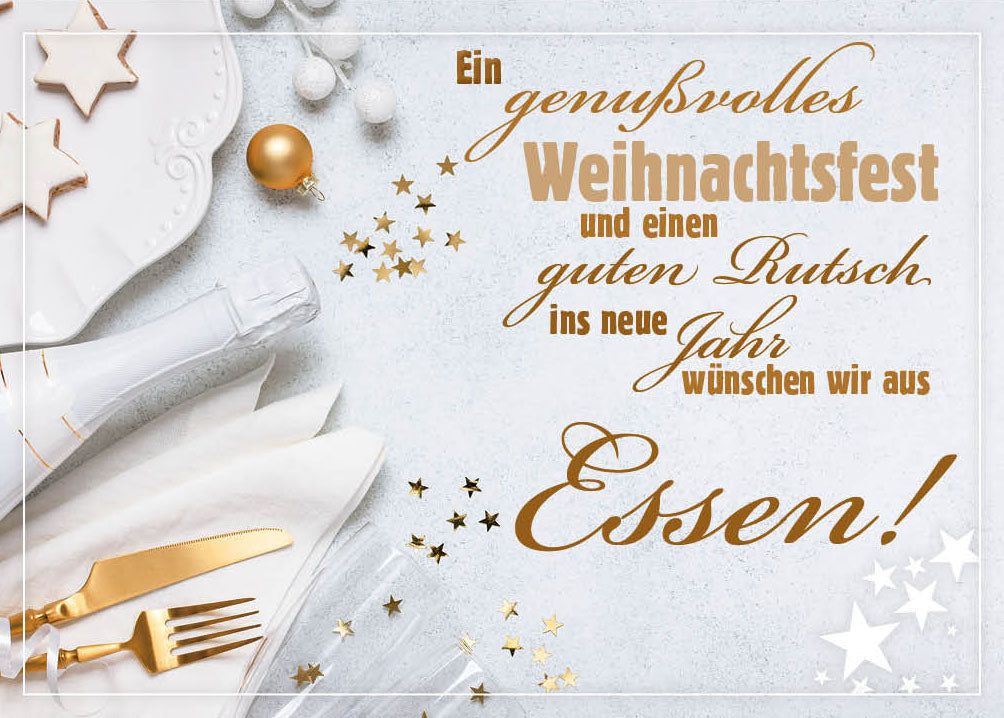 Grüße-aus-Karte Weihnachten „Festtafel – Ein genussvolles Weihnachtsfest“
