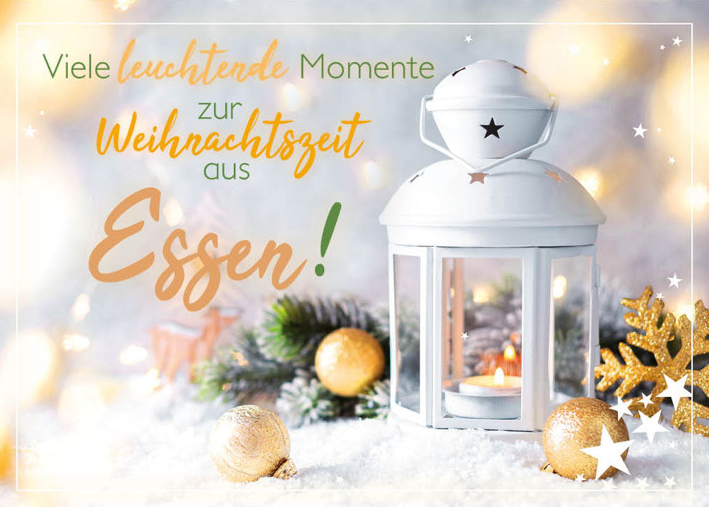 Grüße-aus-Karte Weihnachten „Weiße Laterne – Viele leuchtende Momente“