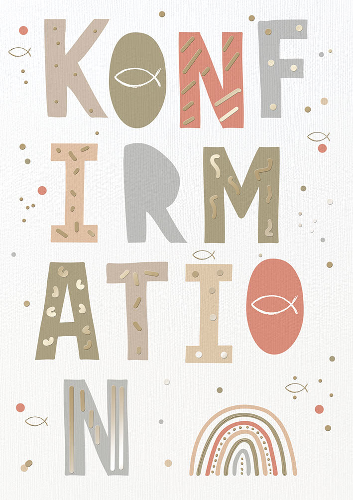 Konfirmationskarte „Bunte Buchstaben“