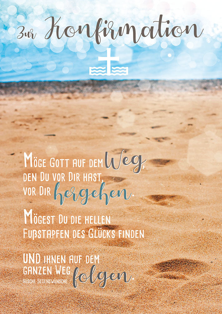 Konfirmationskarte „Fußspuren im Sand“
