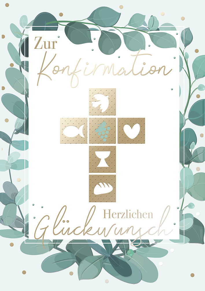 Konfirmationskarte „Kreuz mit Eukalyptus“