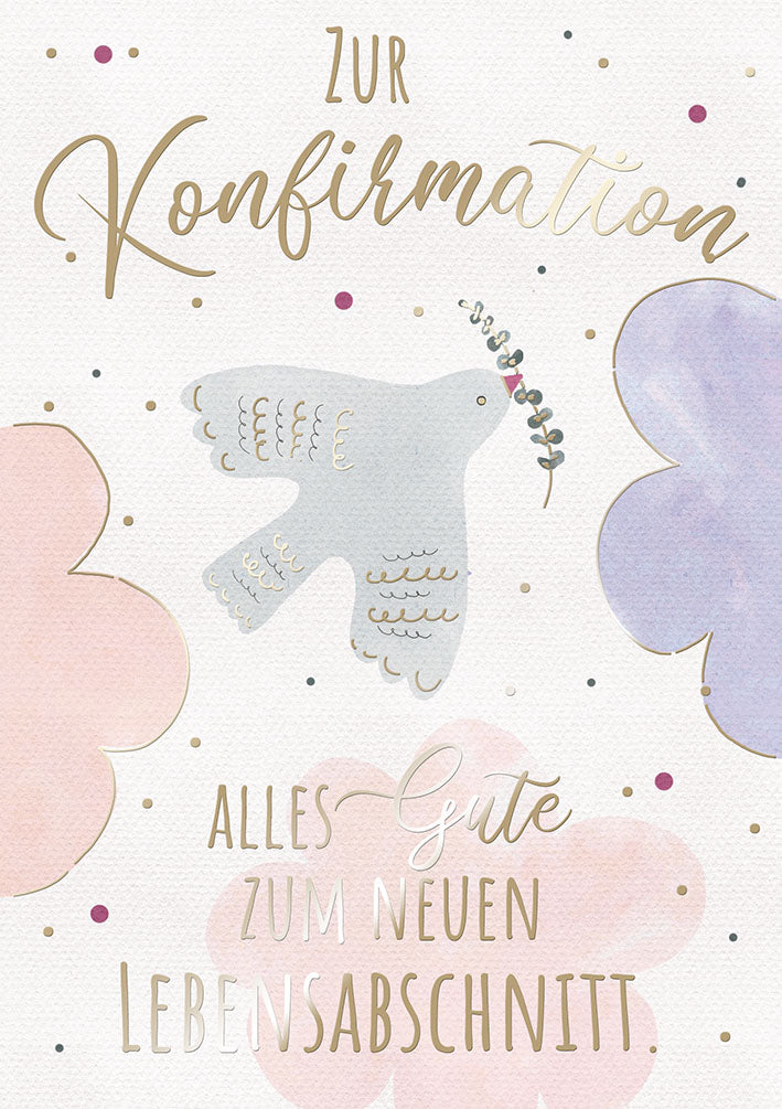 Konfirmationskarte „Taube in Pastell“