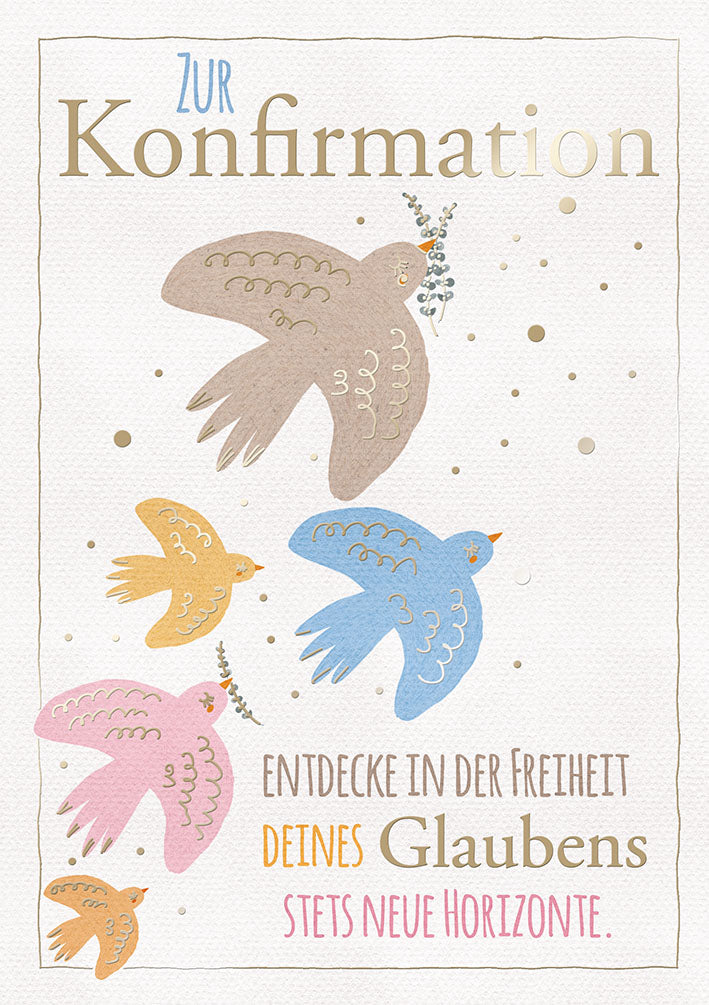 Konfirmationskarte „Bunte Tauben“