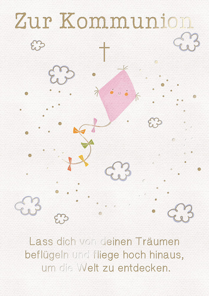 Kommunionskarte „Drachen und Wolken“