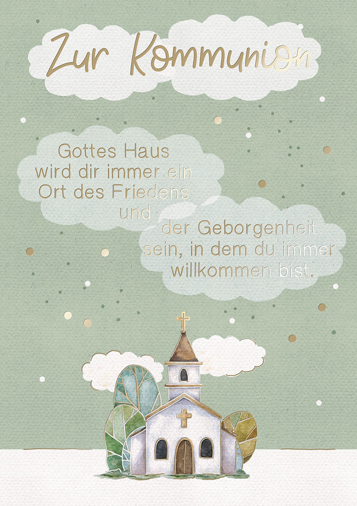 Kommunionskarte „Kirche auf der Wolke“