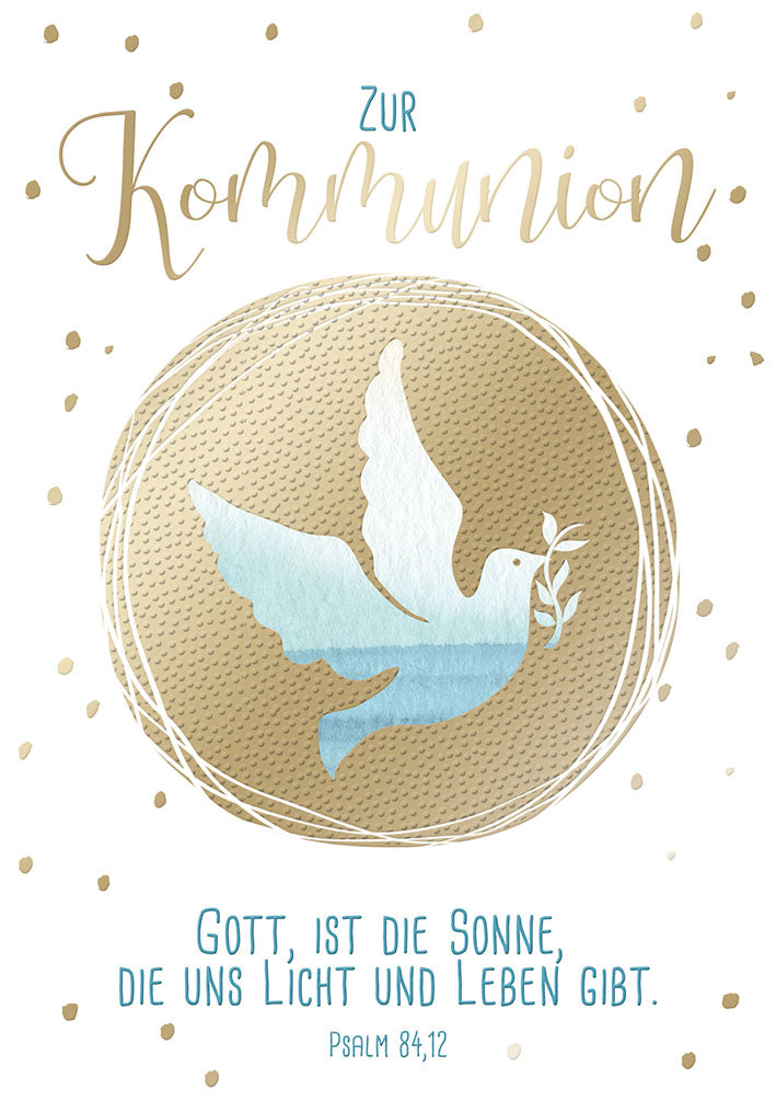 Kommunionskarte „Taube im Goldkreis“
