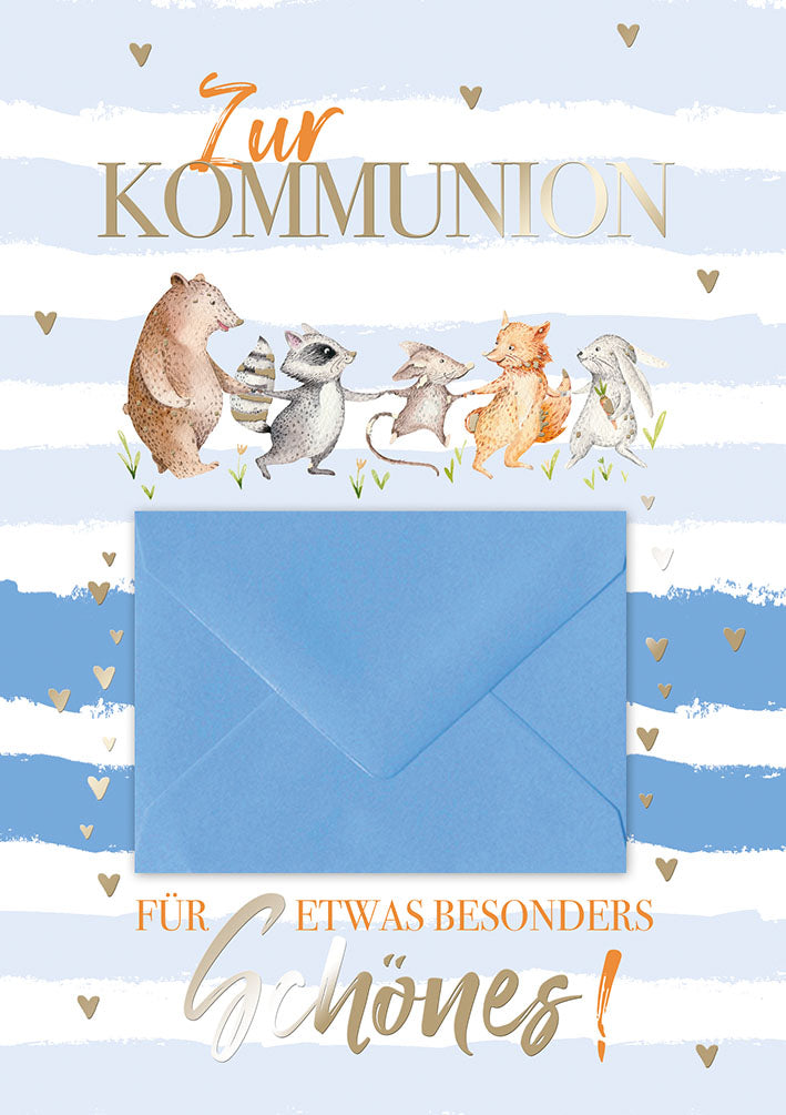 Geldkarte zur Kommunion „Tiere mit Geldbrief“
