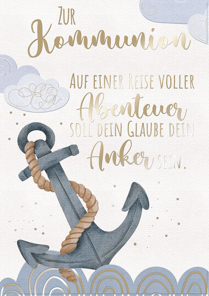 Kommunionskarte „Anker mit Tau“