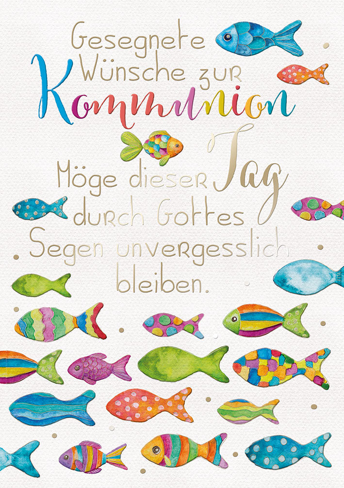 Kommunionskarte „Bunte Fische“