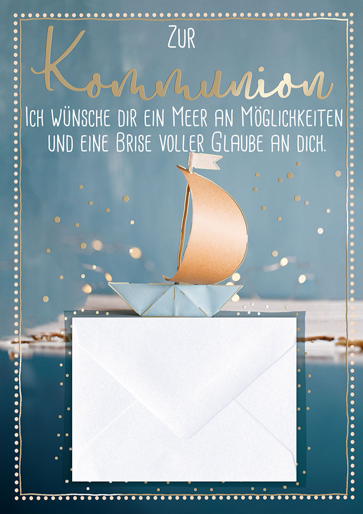 Geldkarte zur Kommunion „Papierboot“
