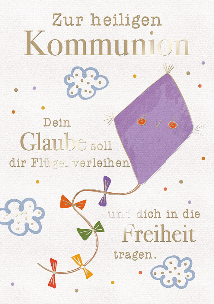Kommunionskarte „Lila Drachen“