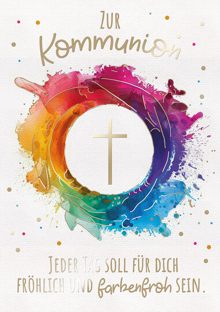Kommunionskarte „Regenbogen-Kreuz“
