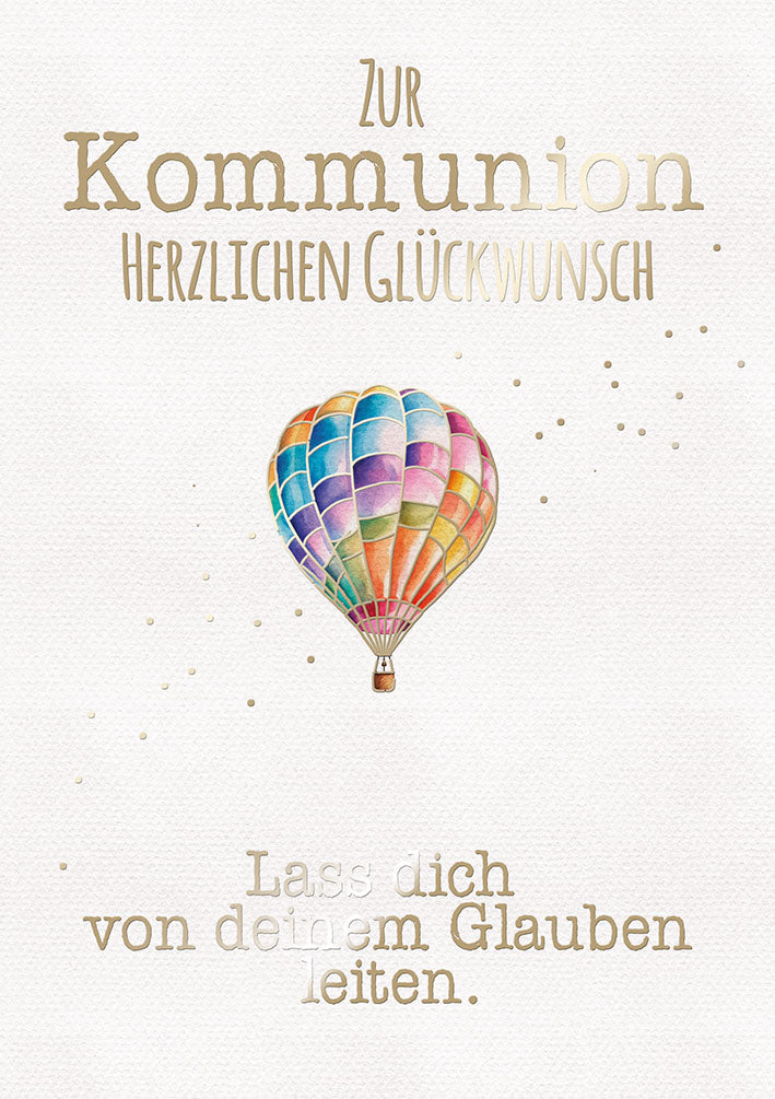 Kommunionskarte „Bunter Heißluftballon“