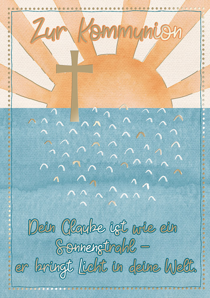 Kommunionskarte „Kreuz in der Sonne“