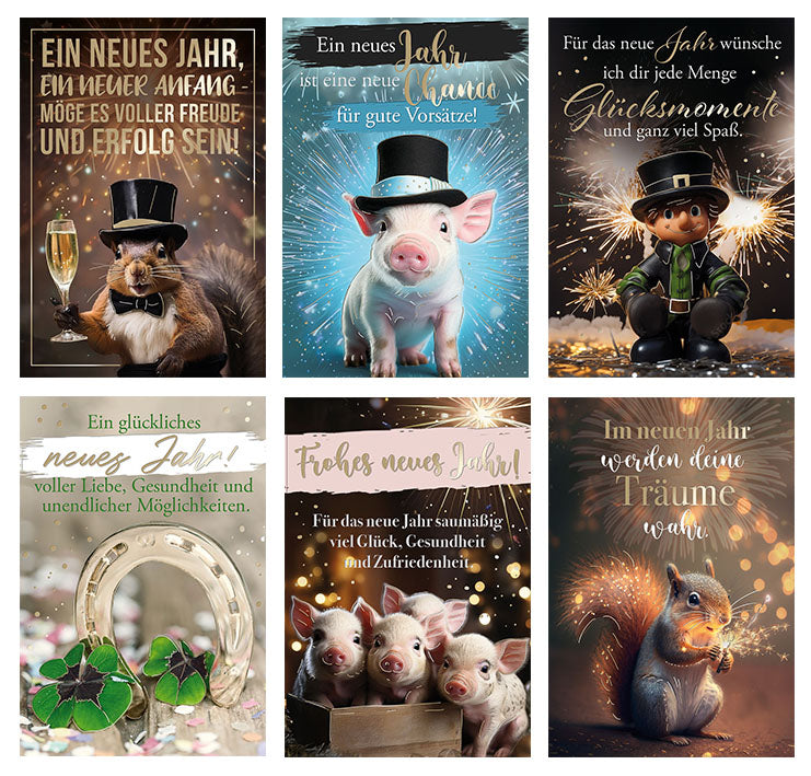 Kartensortiment „Neujahr“ – 12 Karten