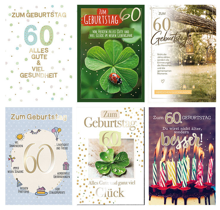 Kartensortiment „60. Geburtstag“ – 12 Karten