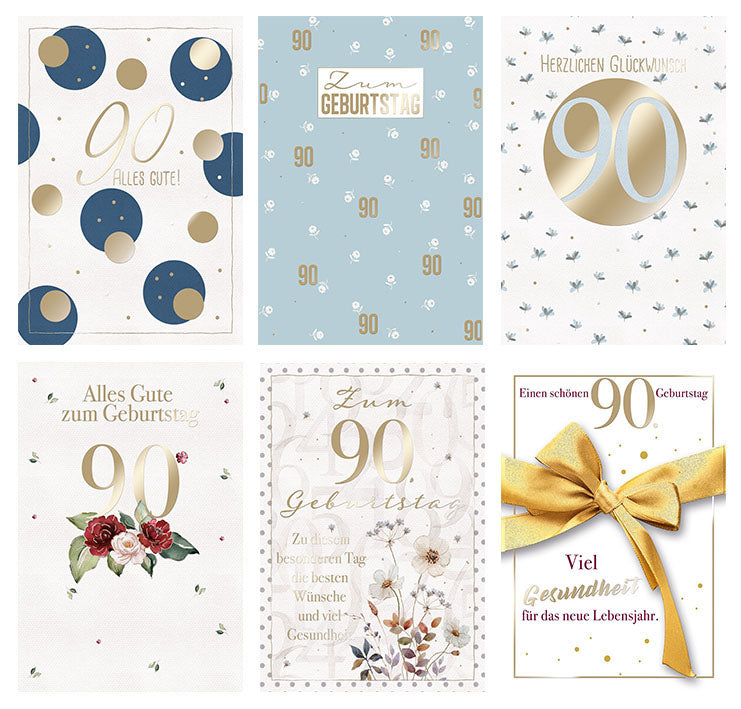 Kartensortiment „90. Geburtstag“ – 12 Karten