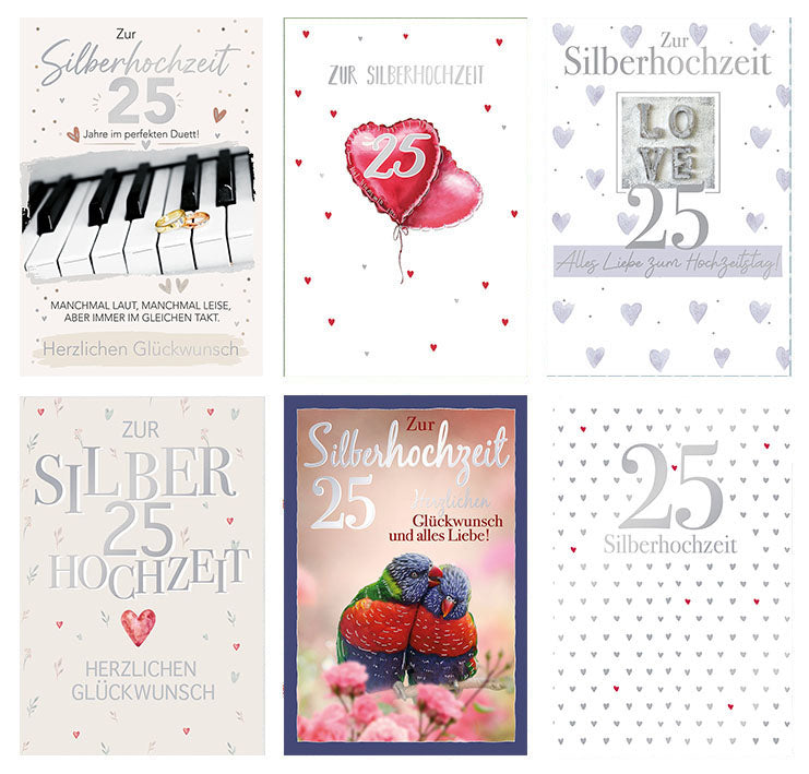 Kartensortiment „Silberhochzeit“ – 12 Karten