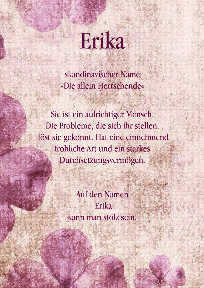 Namenskarte „Erika“