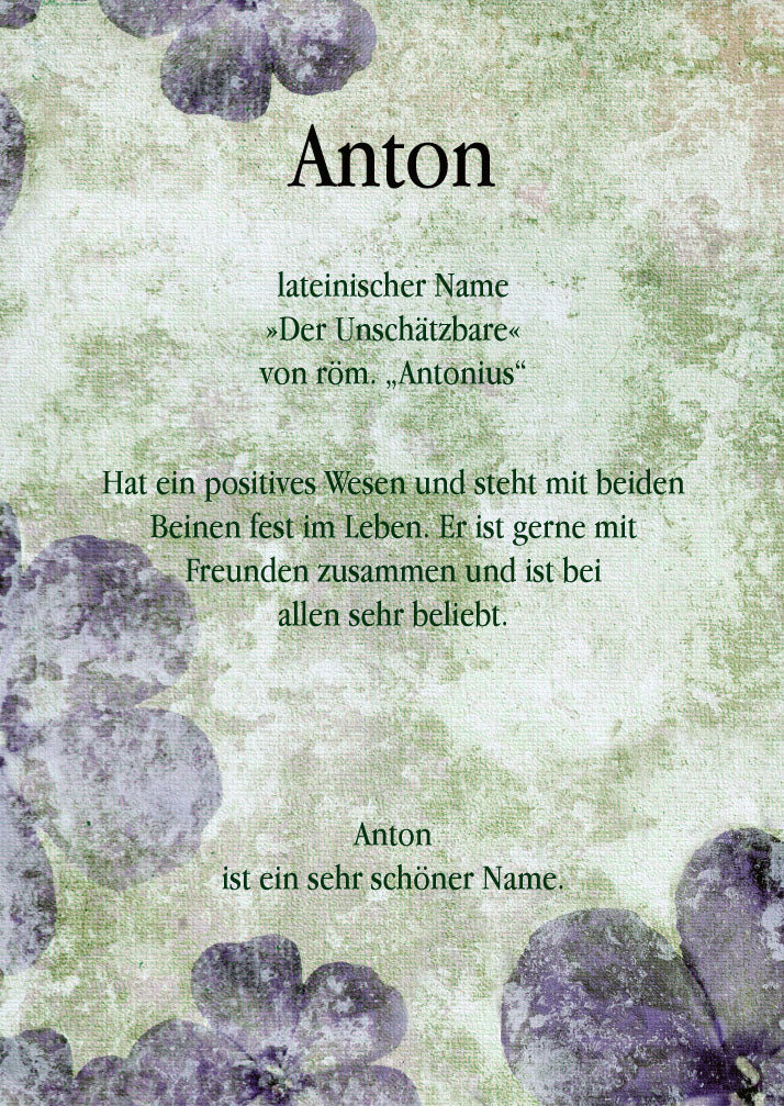 Namenskarte „Anton“