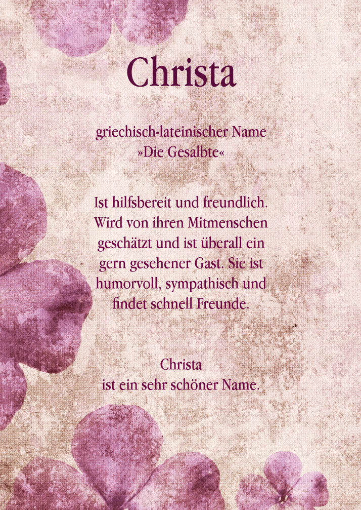 Namenskarte „Christa“