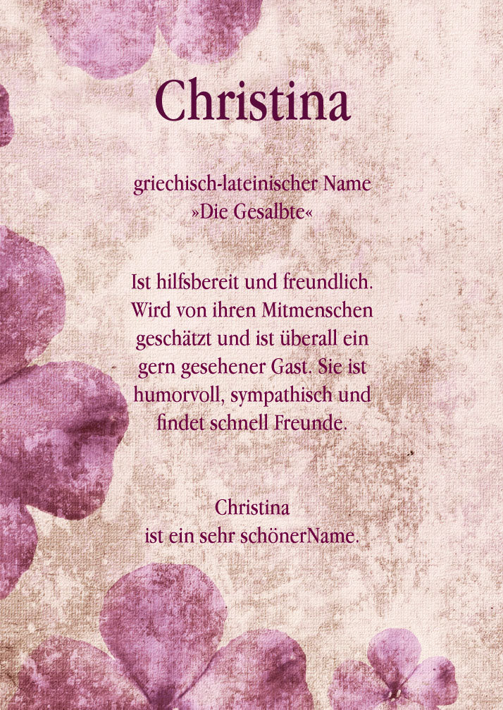 Namenskarte „Christina“