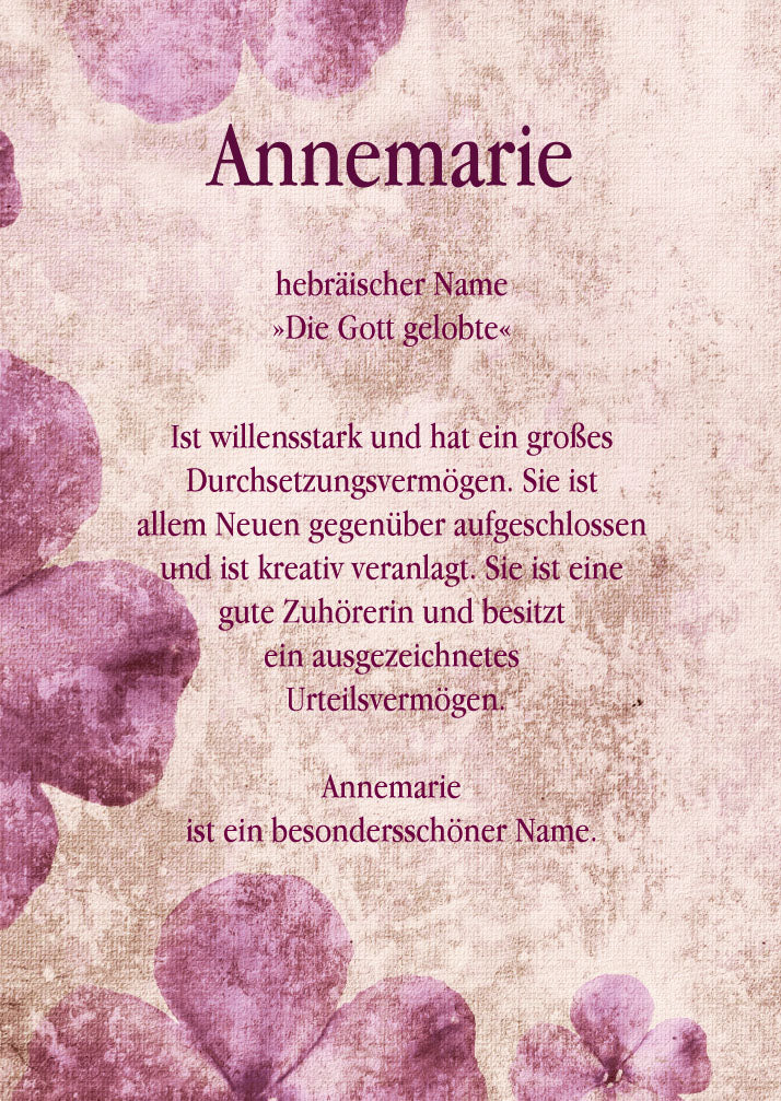 Namenskarte „Annemarie“