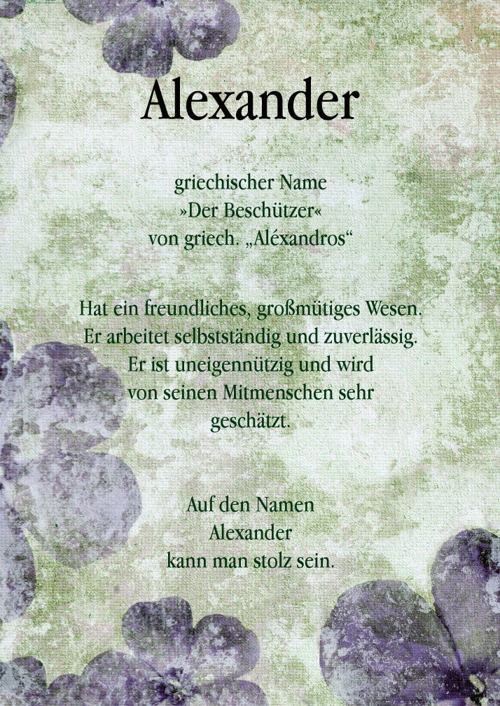 Namenskarte „Alexander“