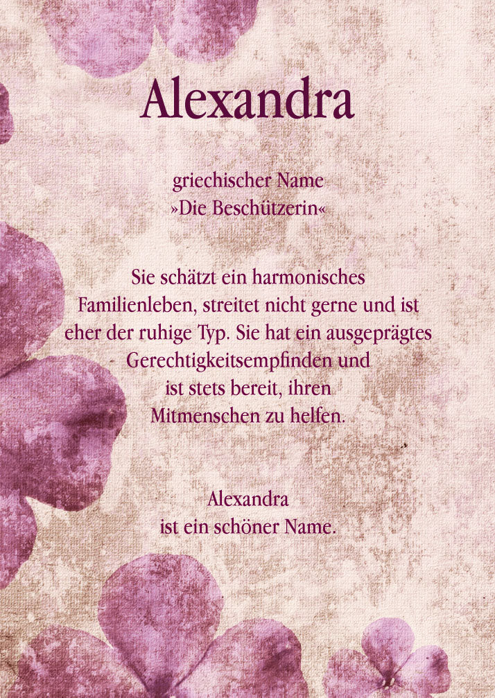Namenskarte „Alexandra“