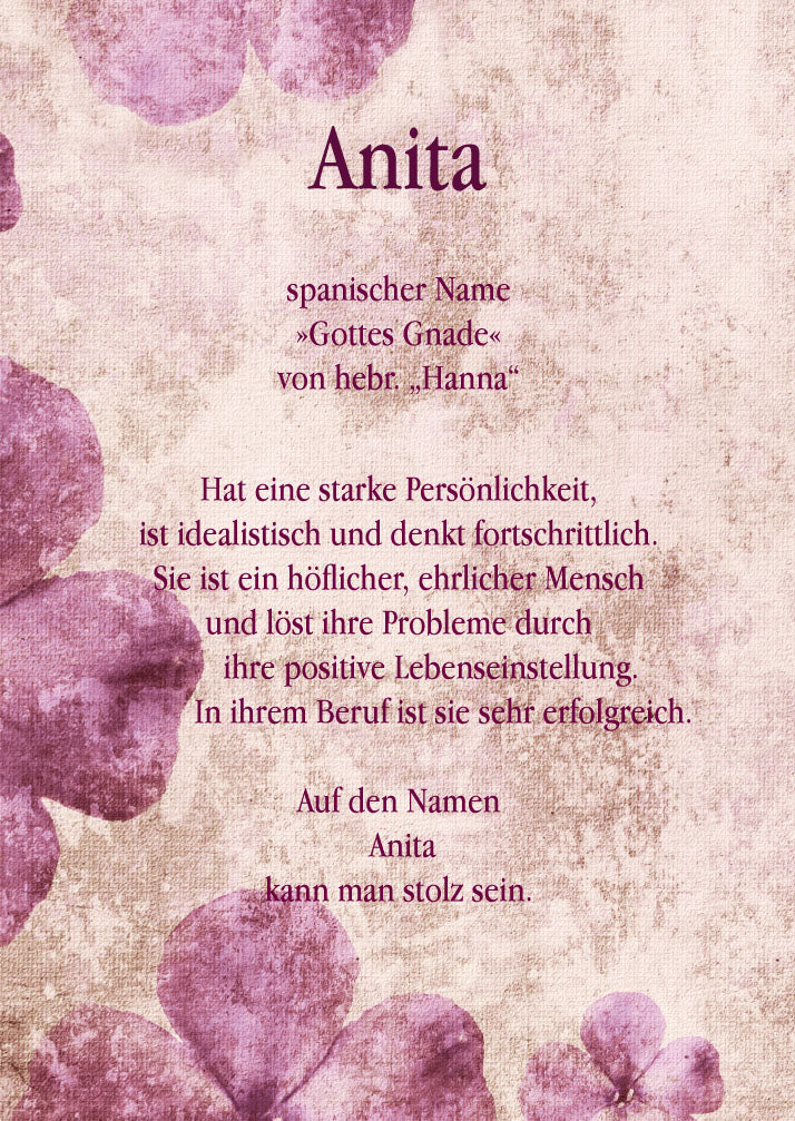 Namenskarte „Anita“
