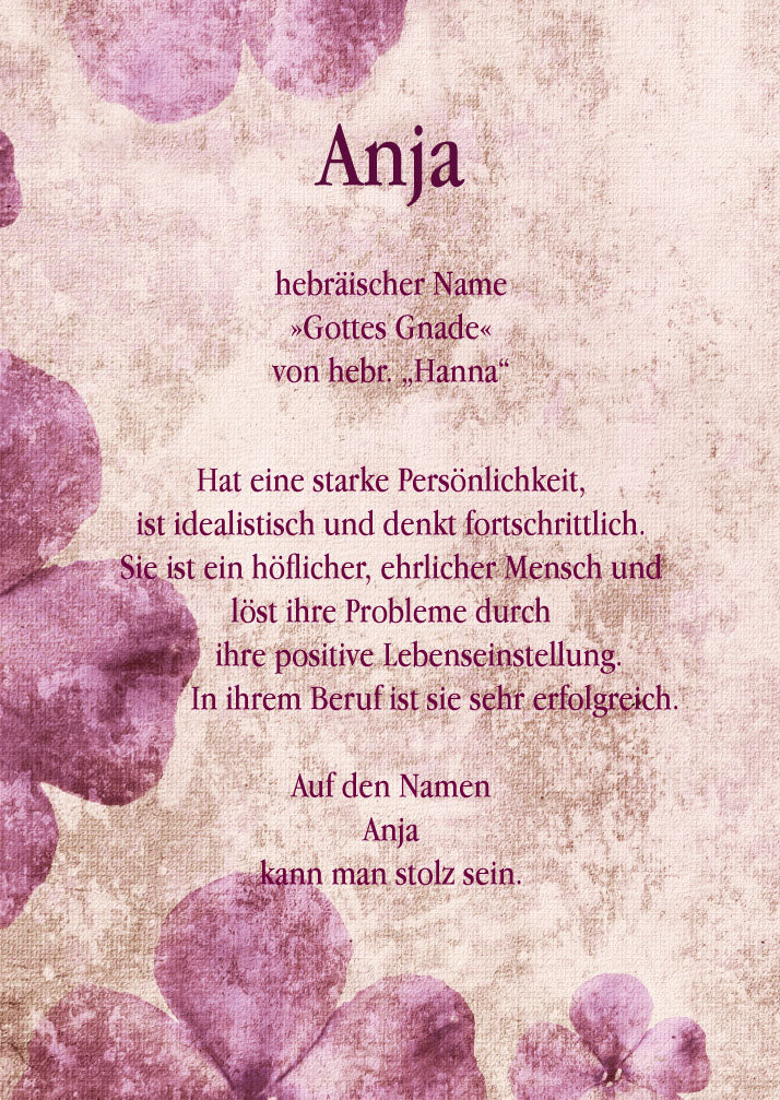 Namenskarte „Anja“