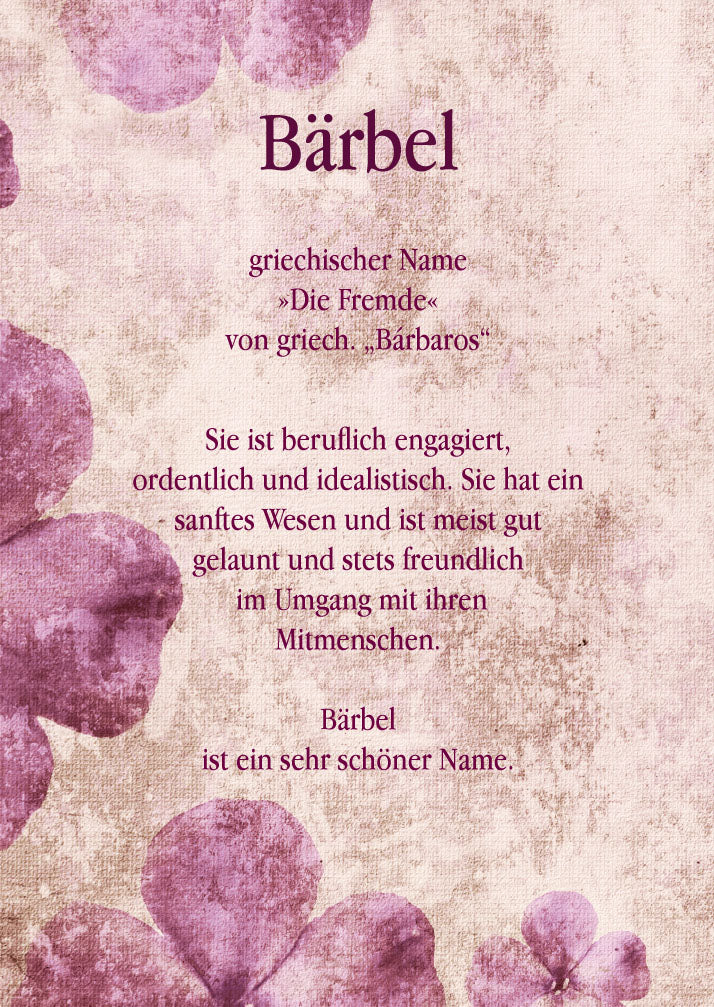 Namenskarte „Bärbel“