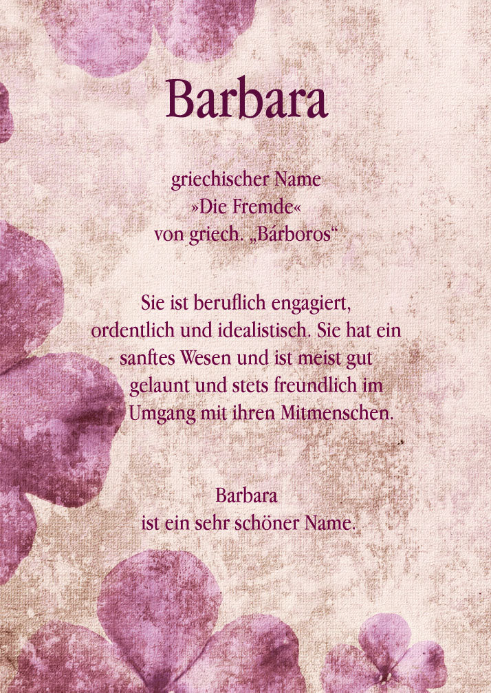 Namenskarte „Barbara“
