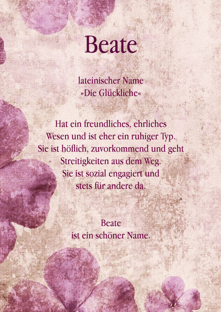 Namenskarte „Beate“