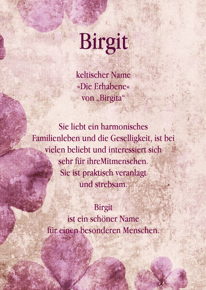 Namenskarte „Birgit“