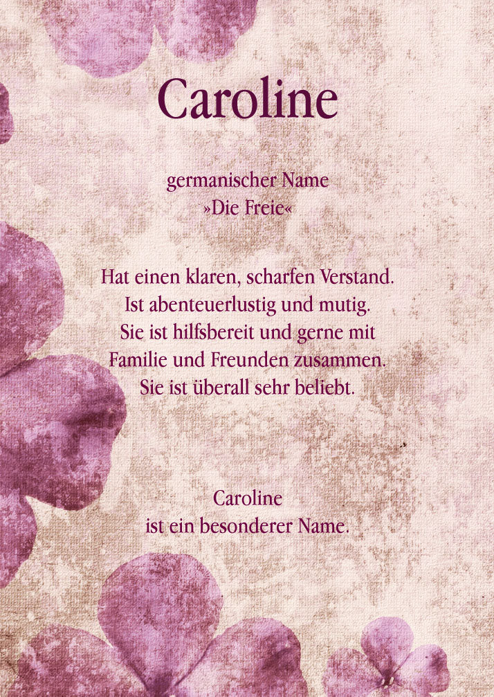 Namenskarte „Caroline“