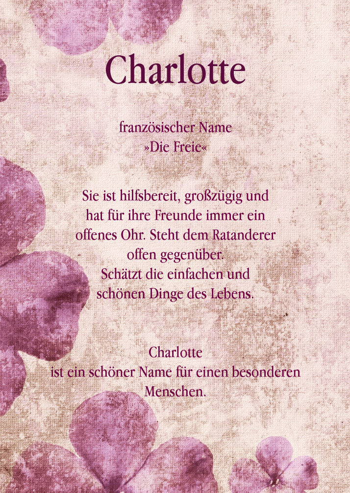 Namenskarte „Charlotte“